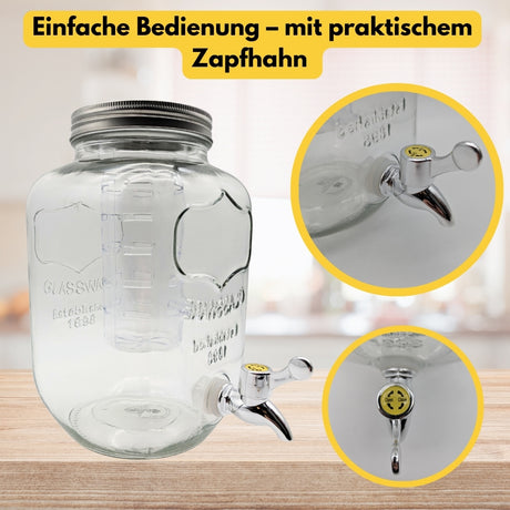 Getränkespender 4 Liter aus Glas